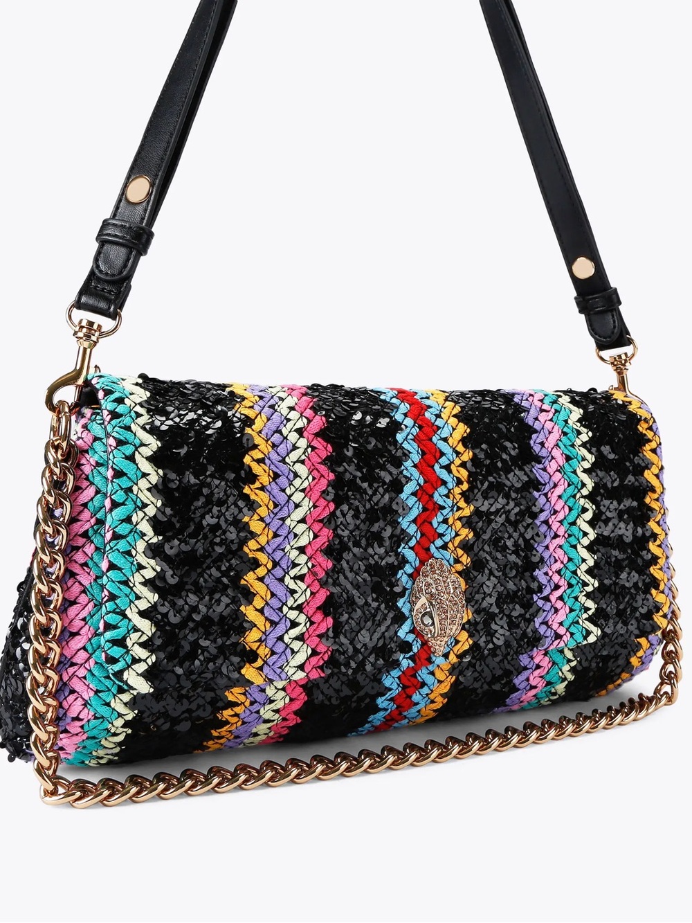 Kurt Geiger Multicolor Sequin Stripe Shoulder Bag - Black